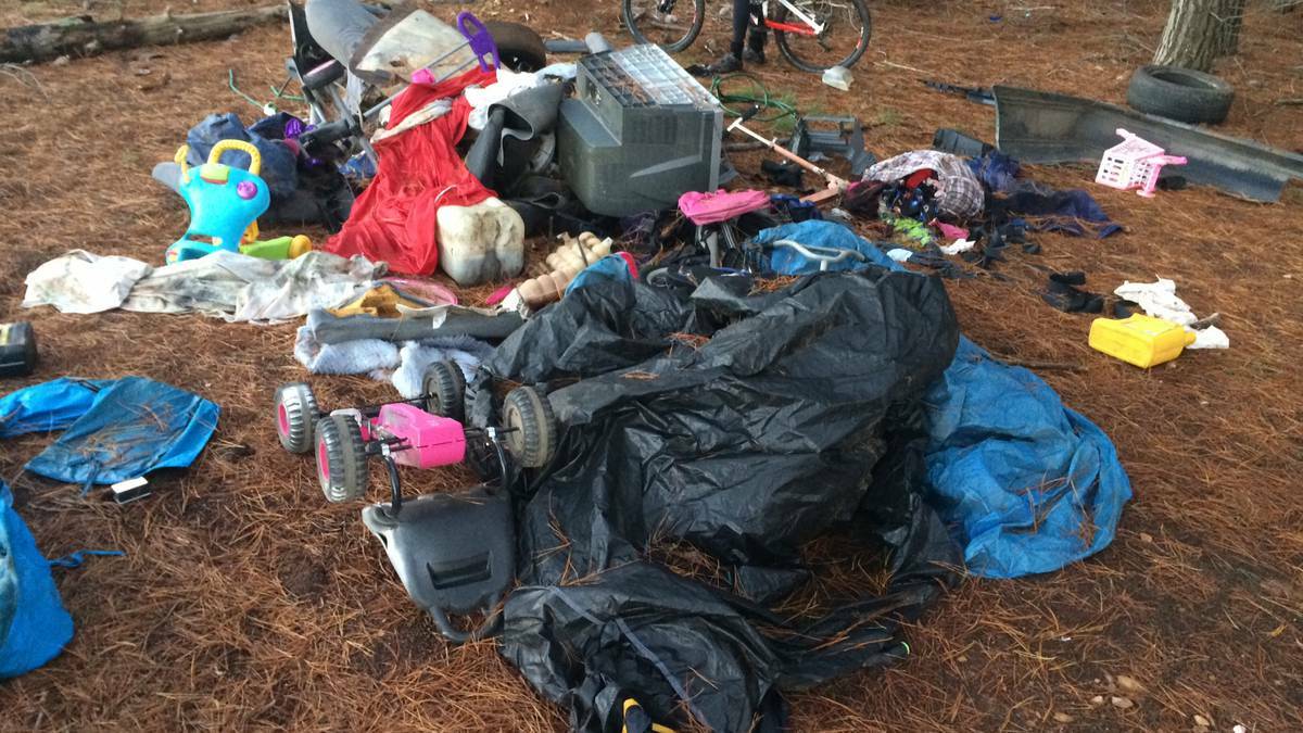 THAT'S RUBBISH: This pile of trash was dumped at the Kinross State Forrest last week. Photo: supplied