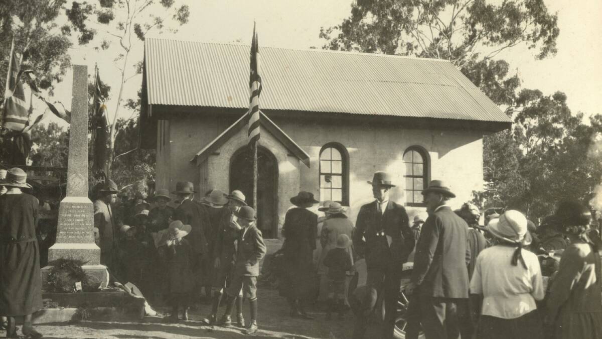 Toogong’s St Alban’s church, back in 1924 when its war memorial was built.