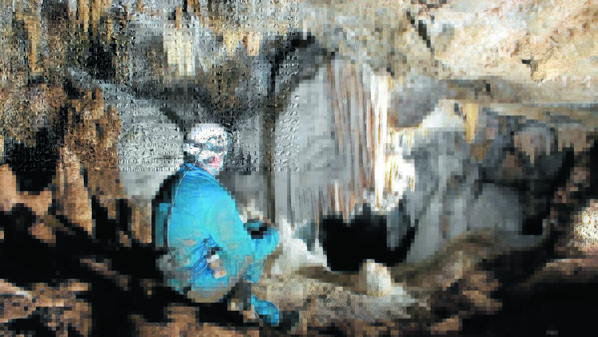 ALL THAT GLITTERS: The Murder Cave at Cliefden Caves along the Belubula River won’t survive after one flood speleologists say. 
Photo ROBERT KERSHAW