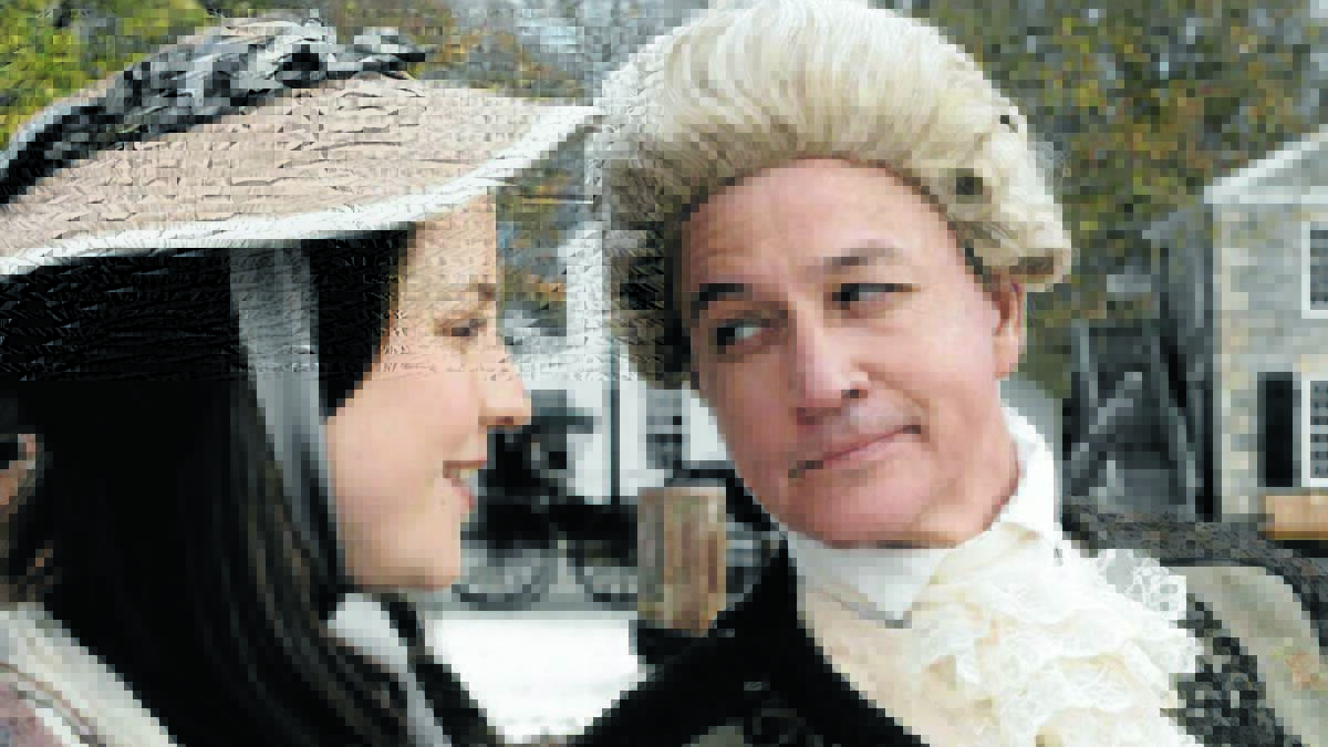WHICH SLAVE WOULD YOU LIKE: Director of the film Freedom Peter Cousens plays a cameo role as a plantation owner along with his daughter Daisy who also has a role in the film which opens tomorrow night for a limited season at the Odeon 5 Cinemas. Photo contributed. 
