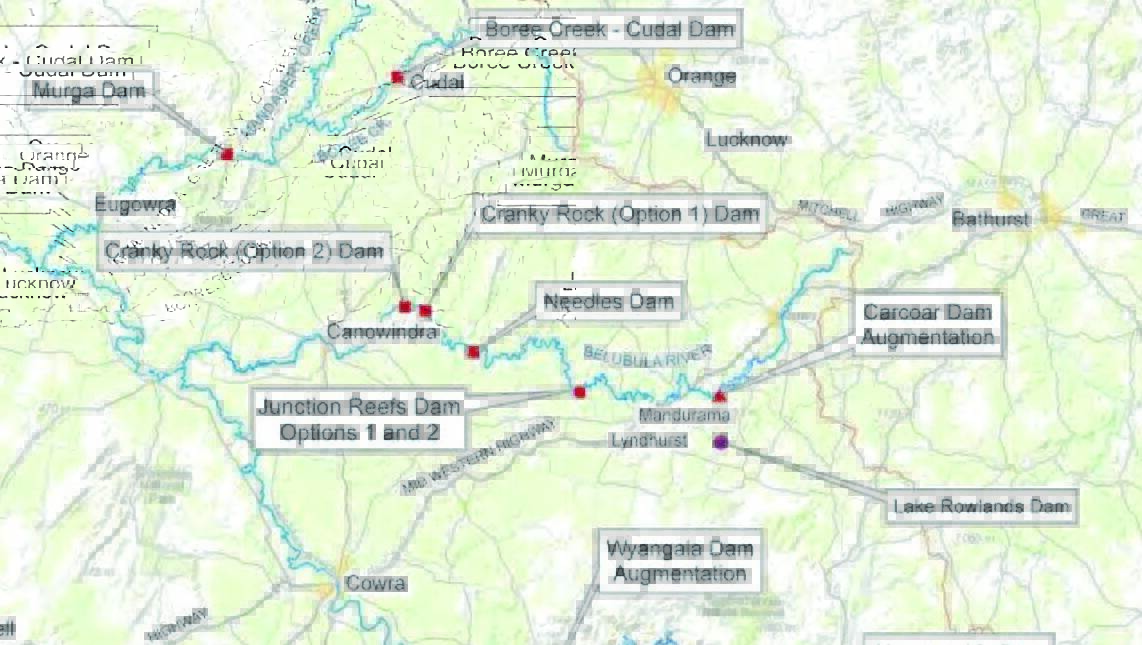 TESTING THE WATER: Proposed Cranky Rock dam sites.