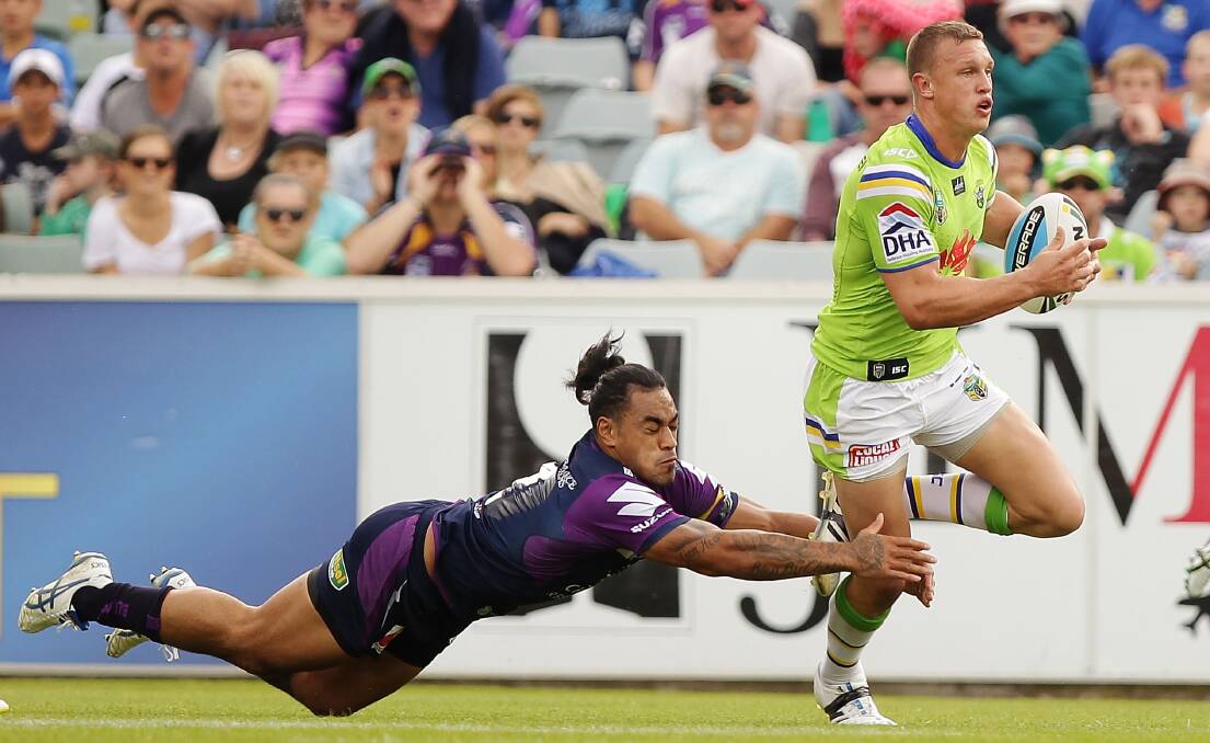 COUNTRY CENTRE: Orange’s Jack Wighton, during the Canberra Raiders’ NRL match against Melbourne Storm, is back in the Country side to take on City.         Photo: GETTY IMAGES