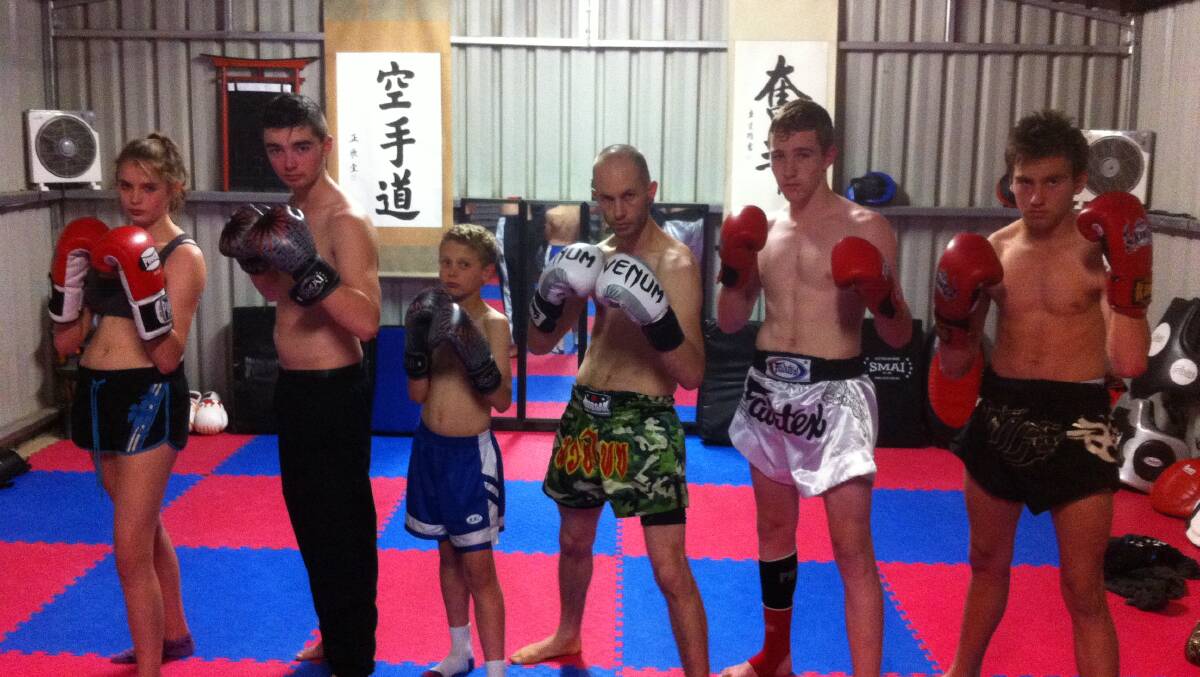 FIGHT CLUB: Candice Milne, Lachlan Roberston, Bryce Ipon-Hickson, Aaron Bathe, Dylan McNabb and Scott McGlashin head to Queensland for the Muay Thai Australia National Championships this weekend. Photo: CONTRIBUTED