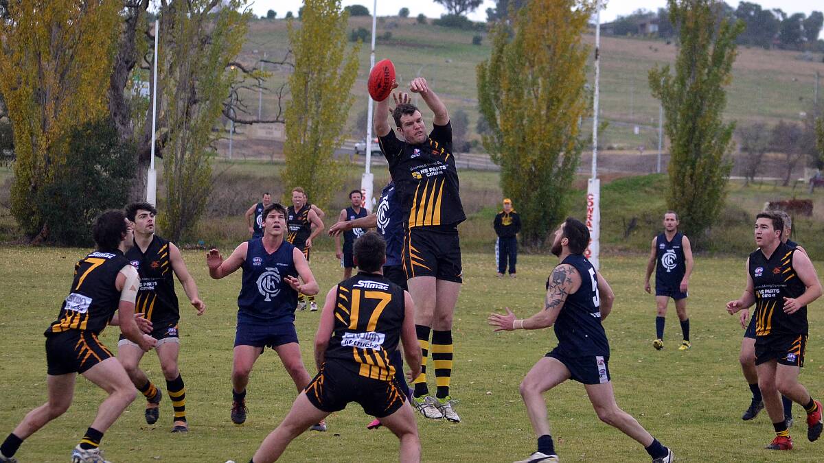 STANDING TALL: Orange Tigers ruckman Jarrod Lenegan chalks up another hit-out in his side's huge win over Cowra. Photo: COWRA GUARDIAN