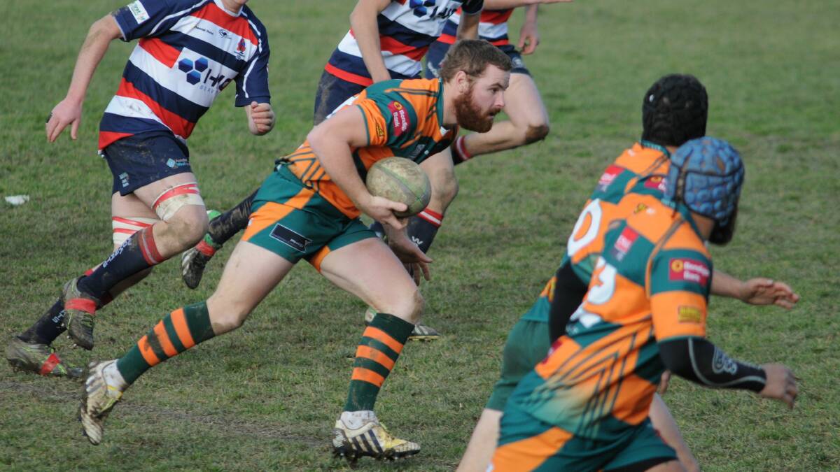 MAN OF THE MOMENT: Orange City outside centre Jake Davis, pictured in the Blowes Clothing Cup match against Mudgee, scored his side's match-winner on Saturday. Photo: STEVE GOSCH 0719sgrugby5