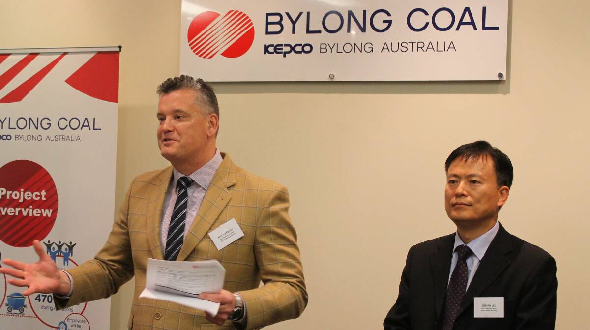 INFORMATION FLOW: KEPCO Bylong Australia COO Bill Vatovec and CEO Mr Jongseop Lee, pictured at the official opening of their Mudgee Community Information Centre.