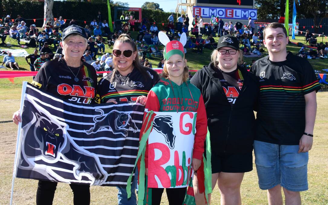 FOOTY FANS: Michelle O'Neill, Christie and Zayla Facey, Maddy Buckley and Matt Whale. Photo: AMY MCINTYRE