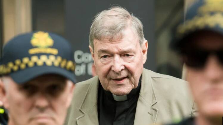Cardinal George Pell leaving the County Court on Tuesday, where was found guilty of historic child sex offences.