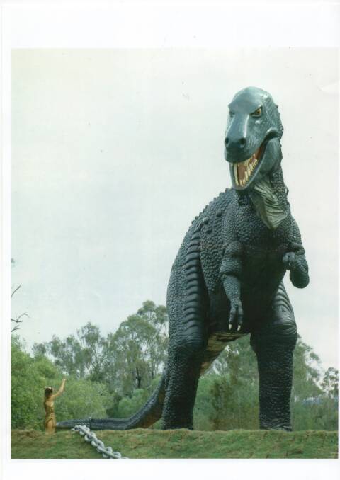 Mr Limb's dinosaur in the movie he shot in Queensland. Picture: Supplied