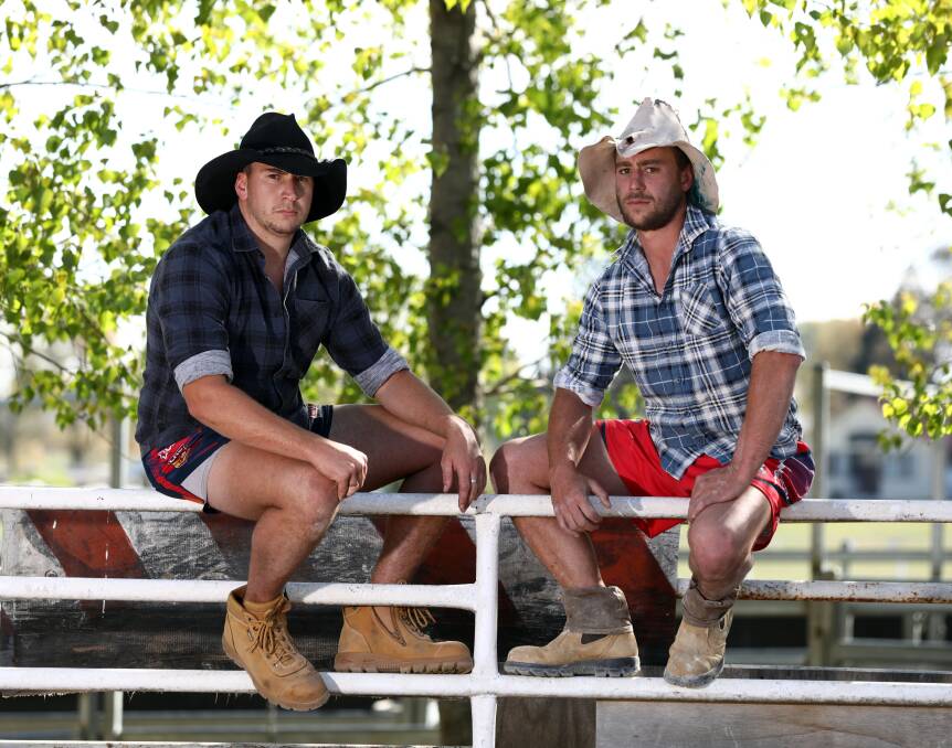 ONE SHOT: Tradesmen Jake Allen and Mathew Jordan are entering Orange Rodeo's bull riding second division and are keen to get out into the ring. Photo: ANDREW MURRAY 1011amrod6