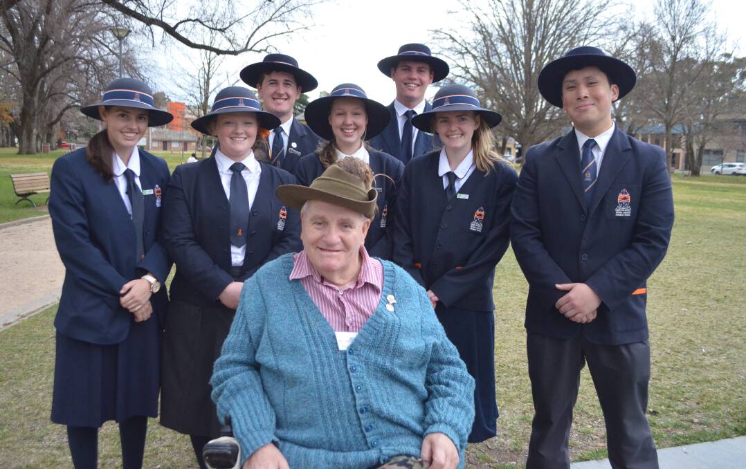 SERVICE: Orange Anglican Grammar School senior students with Reg Golding after Tuesday' VP Day commemoration. Photo: DECLAN RURENGA