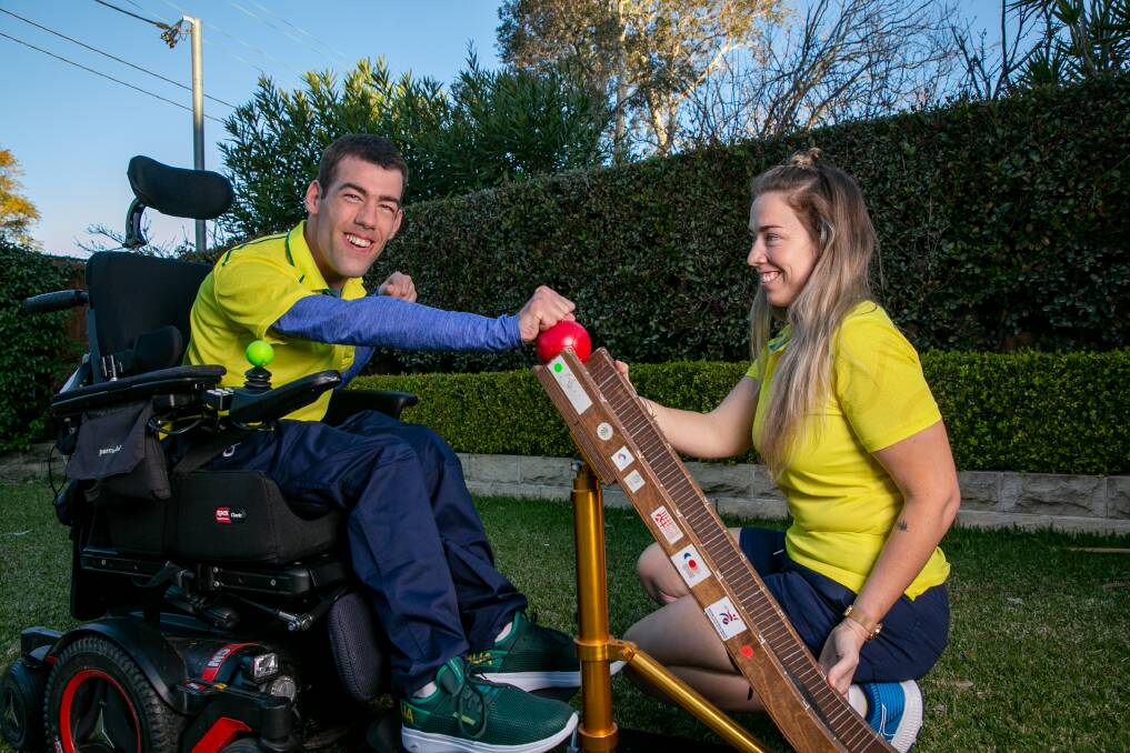 GAME READY: Spencer Cotie and his ramp assistant Zoe Dix are ready for the Tokyo Paralympics. Picture: Geoff Jones