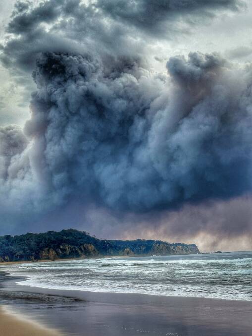 The fire as seen from Tathra Beach. Picture by Vanessa Forbes