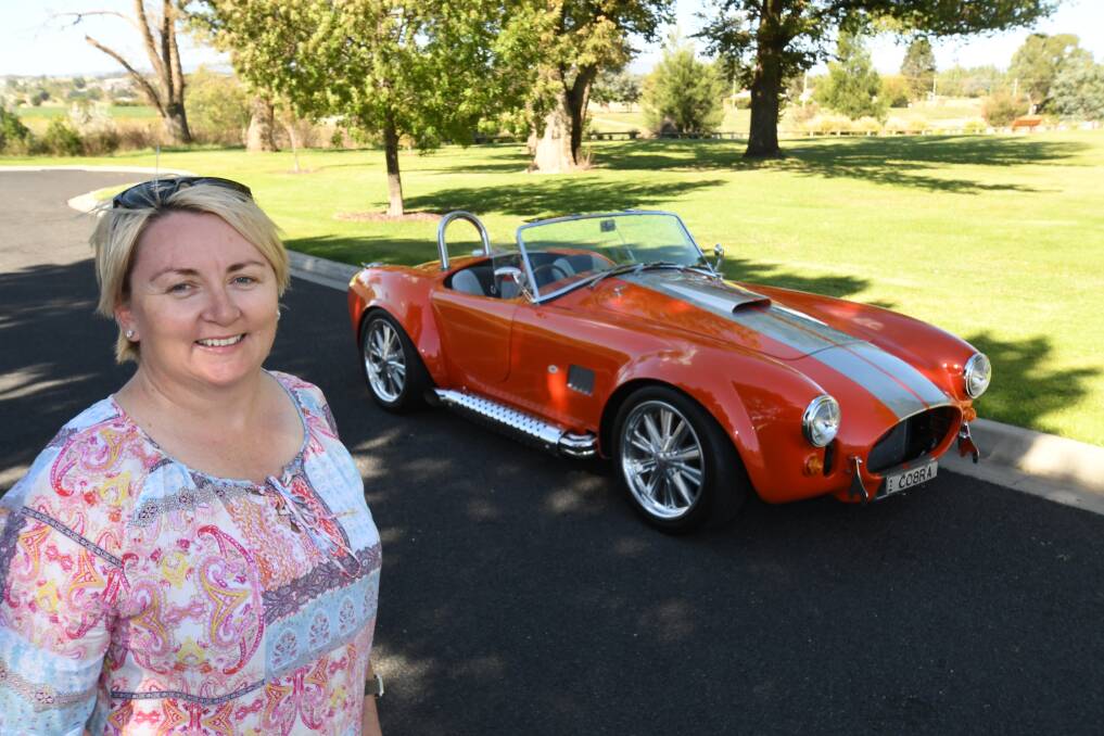 DREAM CAR: Stacey Whittaker has entered her AC Cobra Revival replica in the Soar Ride and Shine event at Bathurst Airport. Photo: CHRIS SEABROOK 031718cobra1