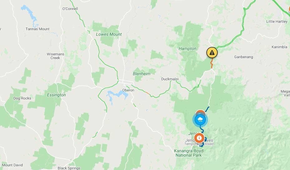 CLOSED: The location of the clsoed road at Jenolan. 