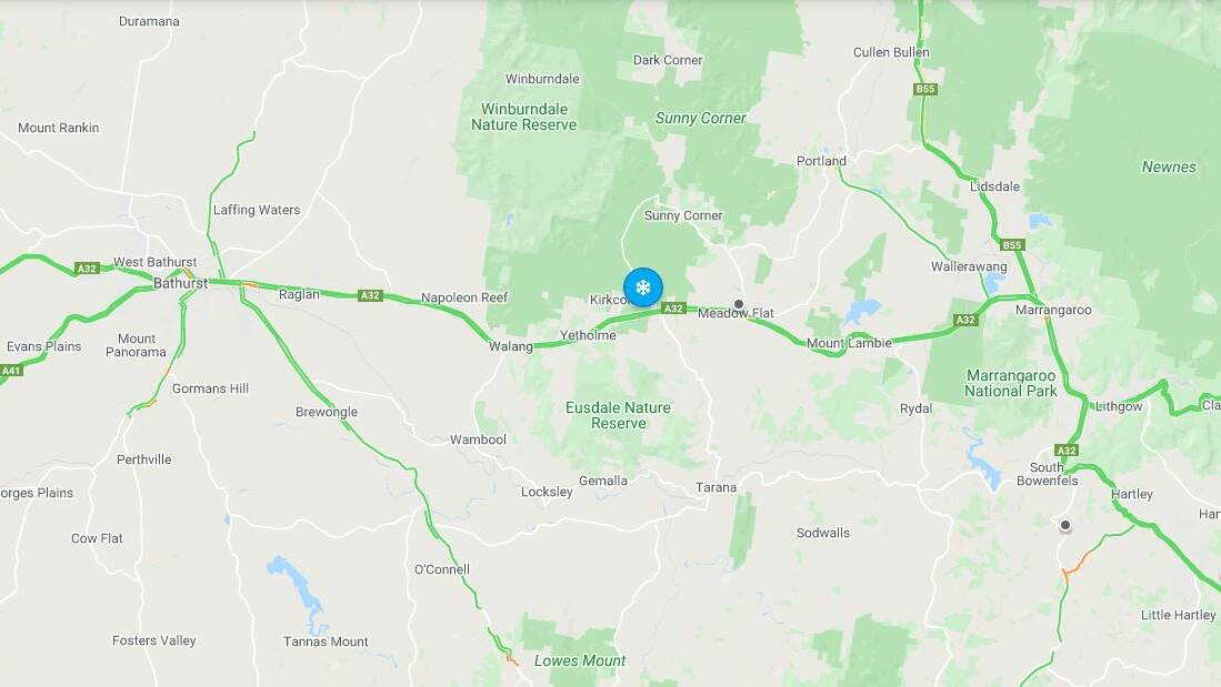 TAKE CARE: An alpine condition alert is in place for the Great Western Highway between Bathurst and Lithgow. Image: LIVE TRAFFIC