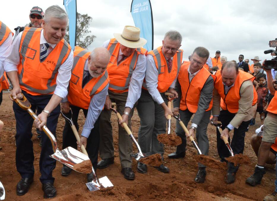 BEGINNING: Deputy Prime Minister Michael McCormack (on left) was among those who turened the first sod for Inland Rail line in December.
