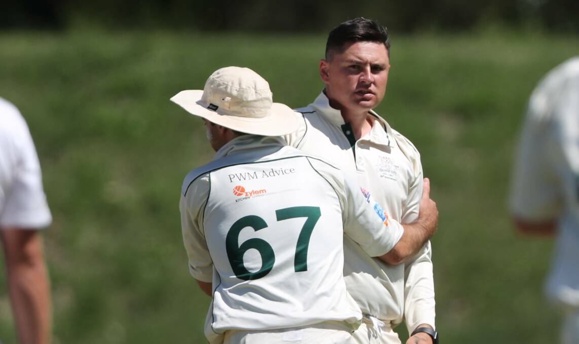 WHO WANTS SOME?: Ed Morrish was fired up after taking a key wicket in the outright victory over City Colts.