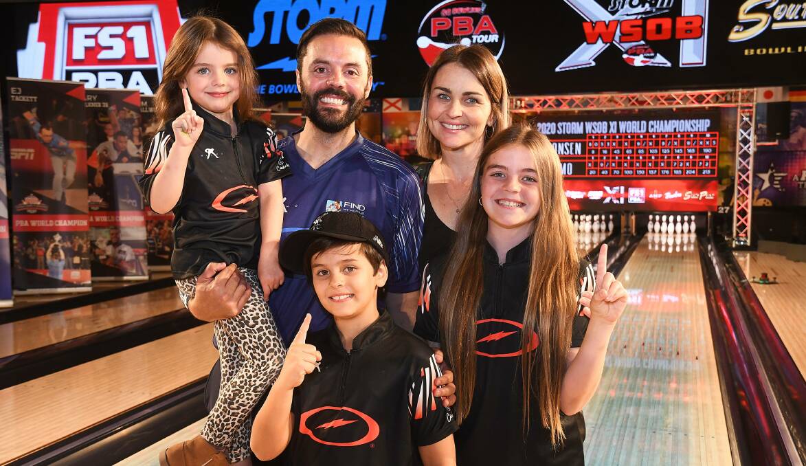 FAMILY MAN: While not being able to participate on the PBA tour, Jason Belmonte's cherishing the extra time he's spending with Sylvie, Hugo, Kimberley and Aria. Photo: PBA