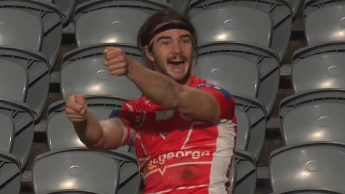 ZING: Dragons' Cody Ramsey produced this post-try celebration on Friday night.