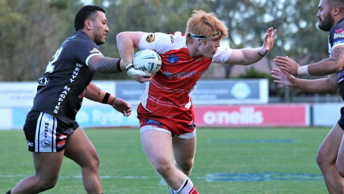 A BRIGHT RED FUTURE: Pictured playing for Ryde, Canowindra kid Regan Hughes scored a try in his NSW Cup debut with Magpies. Photo: RYDE EASTWOOD