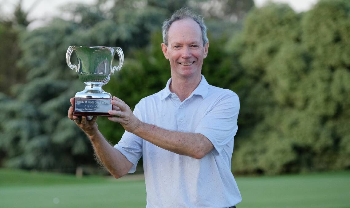 WINNERS ARE GRINNERS: It took David Bagust four extra holes but he eventually claimed the NSW Amatuer Men's Championship on Thursday. Photo: DAVID TEASE