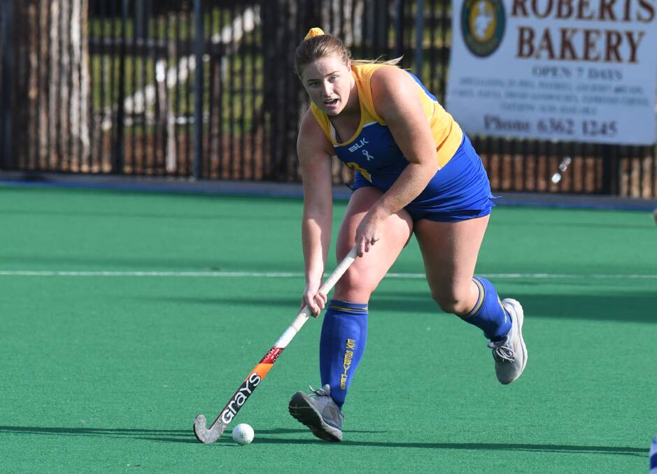 ATTACKING ASPIRATIONS: Skipper Chloe Barrett wants her Ex-Services to put the finishing touches on more attacking opportunities, starting on Saturday at Parkes. The blue and golds will look to consolidate a top four spot on the Premier League Hockey table. Photo: JUDE KEOGH
