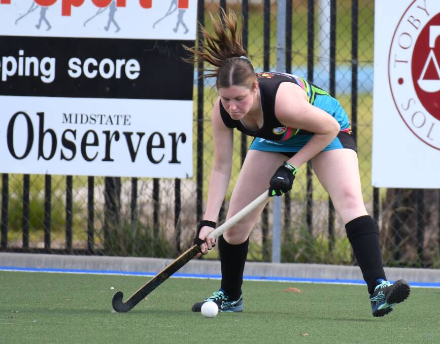 IN THE ACTION: United's Rachel Pengilly helped her side to a 2-0 victory over Ex-Services on Saturday. Nic Milne's girls have now won two in a row after losing to Panthers. Photo: CARLA FREEDMAN