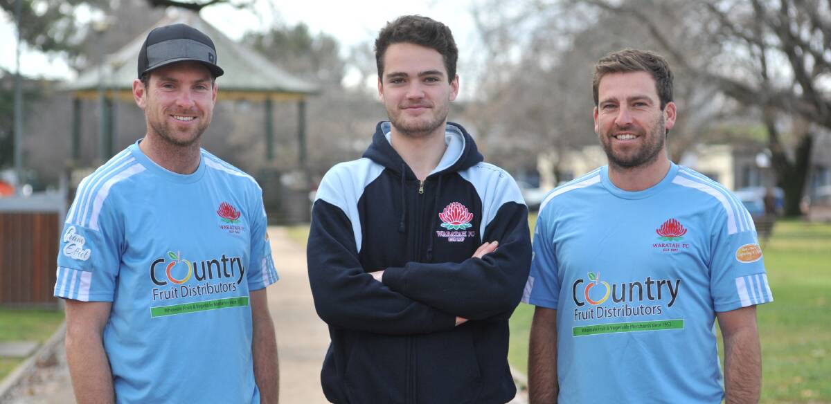 DEADLY TRIO: Adam Kelly, Jadyn Slater and Craig Sugden will line up for Waratahs against Pano FC on Saturday afternoon. Photo: JUDE KEOGH