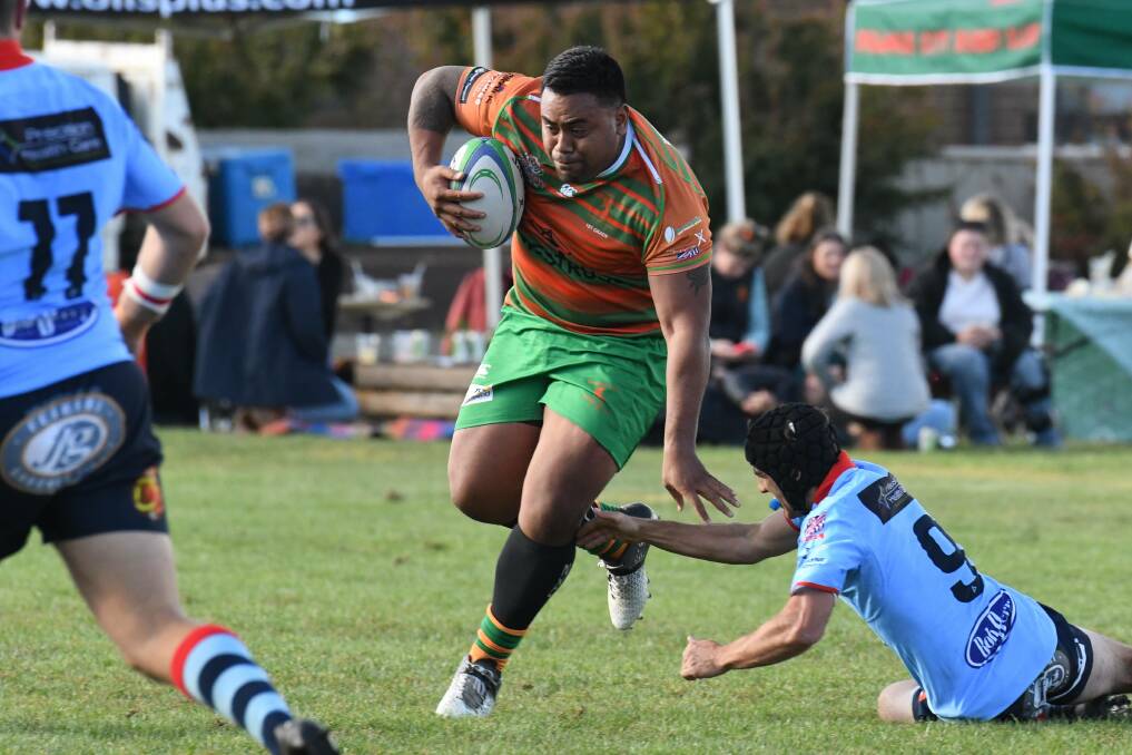 BIG MAN WITH FOOTBALL: Sia Nemani will look to lead his forward pack into battle with Cowra Eagles on Saturday. The Lions will look to make it two wins to start the season. Photo: JUDE KEOGH