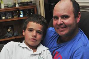 A BETTER LIFE: Andrew Reddan will donate a kidney to his son Caiden on Thursday at Westmead Hospital.