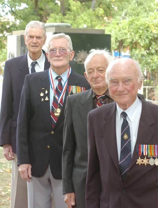 LEST WE FORGET: Bruce Heffer, David Griffin, Alf Read and Alex Jenkins are all Orange residents who served with the RAF’s Bomber Command during World War II. Photo: MARK LOGAN                                                                                                                                                    0325mlanzac2