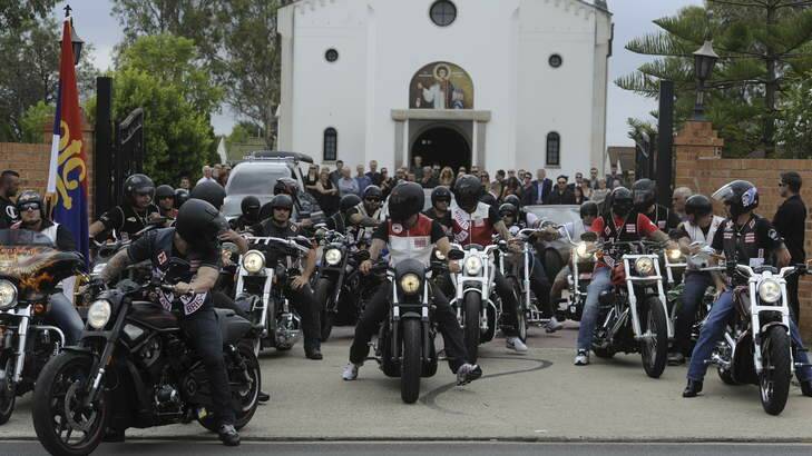 Farewelled ...  the funeral of senior Hells Angels member Zeljko "Steve" Mitrovic on Monday.