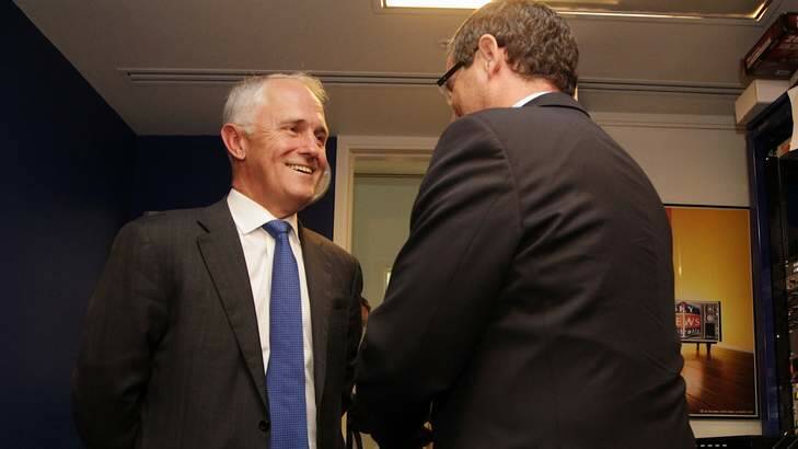 Shadow Minister for Communications and Broadband Malcolm Turnbull and Communications Minister Senator Stephen Conroy in March. In an online debate on Monday Turnbull called Conroy a "grub". Photo: Alex Ellinghausen