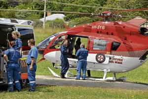 REDHAWK DOWN: The ambulance service helicopter made a precautionary landing at Lithgow.