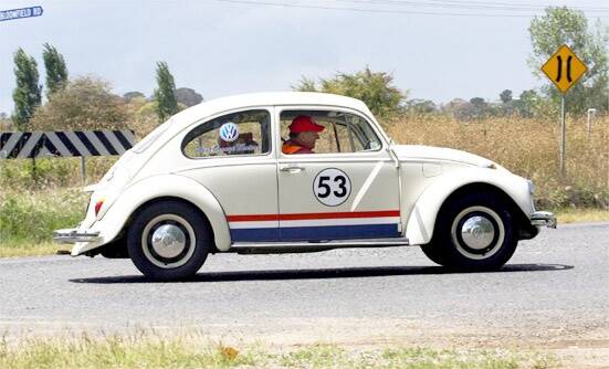 LOVE BUG: Gnoo Blas Classic Car Club member Allan Goodacre tests out Herbie in the lead up to today’s car show.