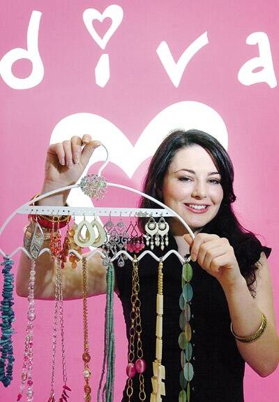 YOUNG DIVA: Rachel Chippendale with her bling hanger.