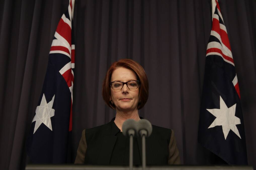Julia Gillard addresses the media following the leadership spill. Photo: ANDREW MEARES