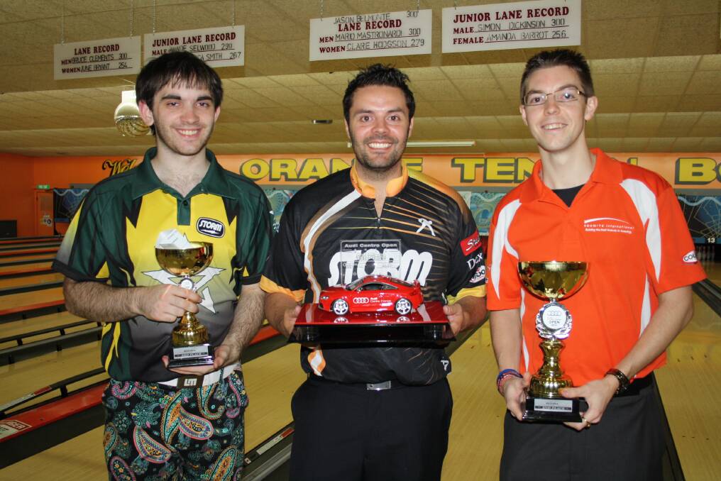 UNBEATABLE: Glen Loader (right) was in amazing form for Lidcombe as they downed Orange in Sunday's State Tenpin Bowling League round.  