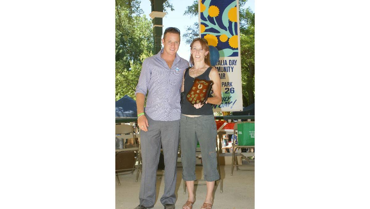 2010: Orange Senior Sportsperson of the Year - Christine Wolfson, picture with Australia Day Ambassador Ryan Clark.