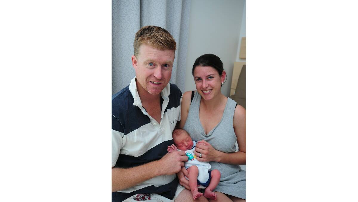 Jack Ronald Trengrove, pictured with his parents Jaye and Melissa Trengrove, was born on March 19.