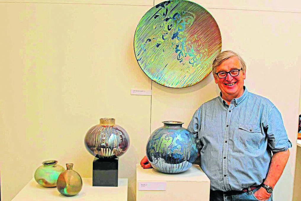 COWRA: Greg Daly was inspired by the scenery around the Cowra Region for many of his recent pieces, the platter on the wall was created to express light shining through leaves by the Lachlan River.