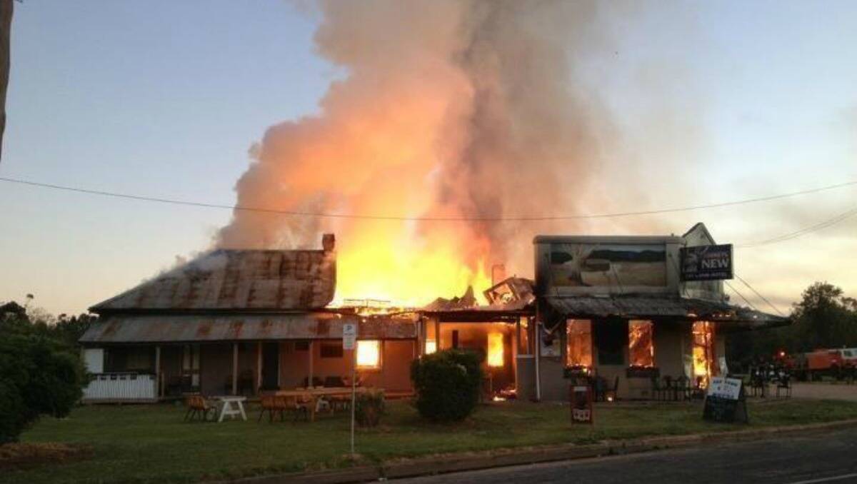 DESTROYED: Eugowra’s historic Fat Lamb Hotel was destroyed by fire early this morning.