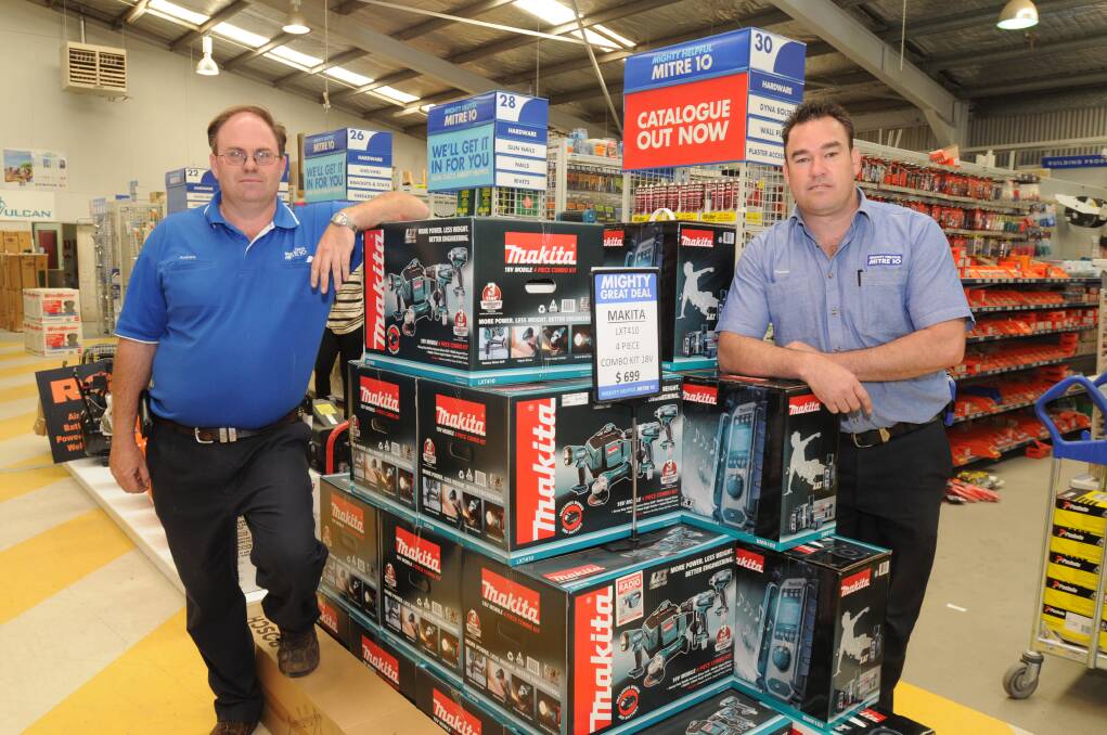 Mitre 10 Andrew Denman retail manager, Dennis Tuck power tools manager