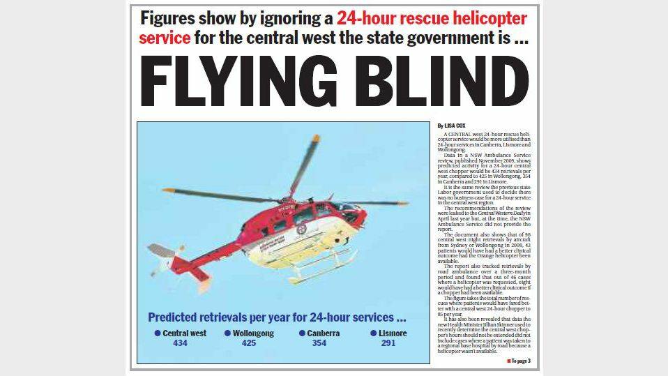 After at least 11 years of lobbying and 30,000 signatures, Orange’s 24-hour emergency helicopter service is ready for take-off. 