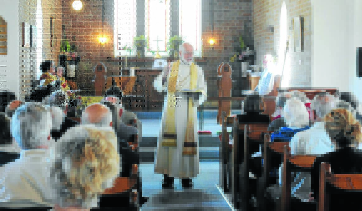 ON A WING AND A PRAYER: The Bathurst Anglican Diocese Bishop Ian Palmer at St John the Evangelist Church in Lucknow on Sunday, has distributed a letter to parishioners informing them of the difficult financial situation the diocese is facing. Photo: JUDE KEOGH                                                                                                                                                                           1006church1