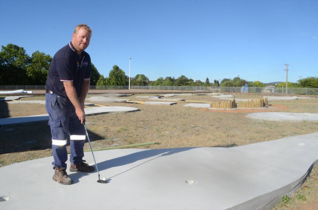 HOLE LOTTA FUN: Andrew Bailey hopes to have Orange Mini Golf at the Orange City Bowling Club up and running by Christmas. Photo: CLARE COLLEY. 1119ccminigolf 