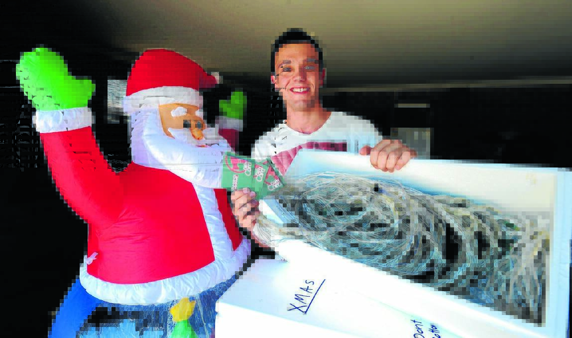 FESTIVE SPIRIT: Matthew Lancaster, 21, decorates his parents’ home at 119 Phillip Street each year. He took out the major prize in the Central Western Daily‘s Christmas lights competition. Photo: JUDE KEOGH 0104lights1