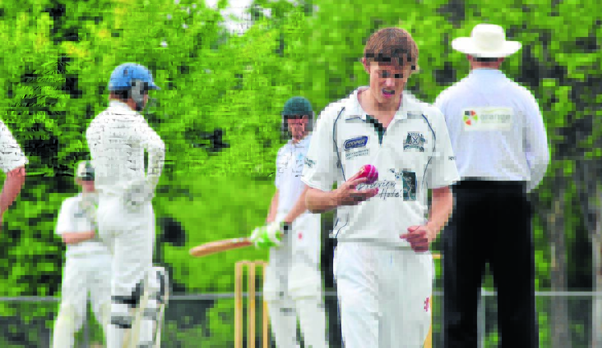 LEADING THE WAY: Orange City's Jono Warren is the ODCA's leading wicket taker halfway through the 2012-13 summer with 14 scalps. The ball has shone over the bat so far this season. Photo: JUDE KEOGH 1208riacrick2