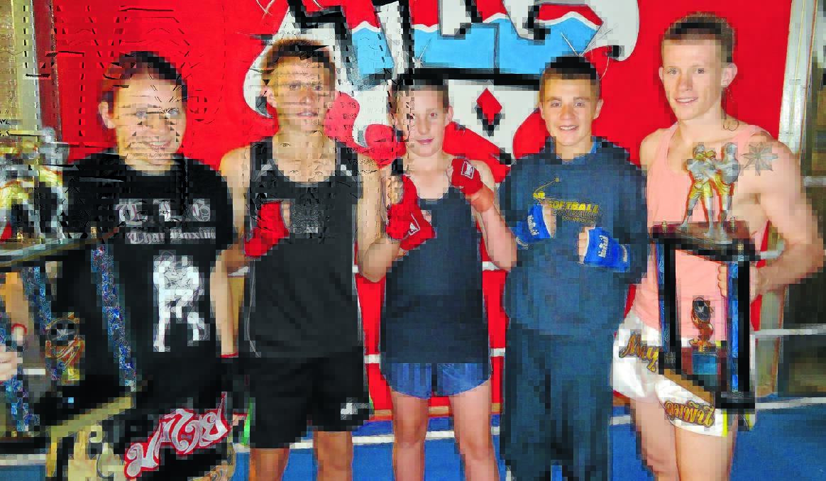 IN FORM: TLG Gym members (from left) Nikita Campbell, Brock Campbell, Tyson Wilkins, Toby Westcott and Phil Tyquin are getting results in Muay Thai and boxing.